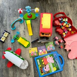 Peppa Pig Toy Lot Airplane Car Magnets and Figurines